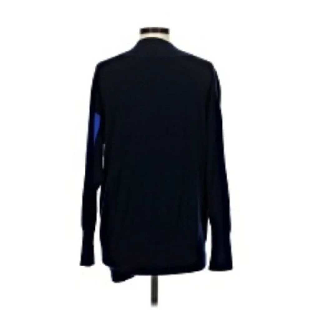EUC Rag & Bone Grace Navy Blue Merino Wool V-Neck Sweater | Cobalt Stripe in M - Picture 2 of 5